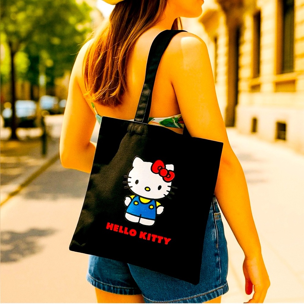 Hello Kitty Black Graphic Tote Bag